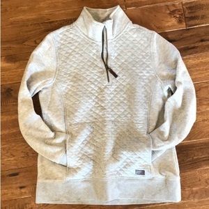 L.L. Bean Small Petite Quilted 3/4 Zip Pullover Sweater In Light Heather Grey